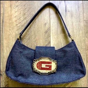 Guess Denim Rhinestone Buckle Purse